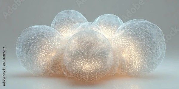 Fototapeta Abstract Glowing Spheres Cluster