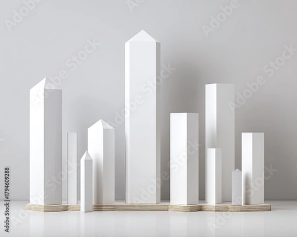 Obraz White Geometric Cityscape Model