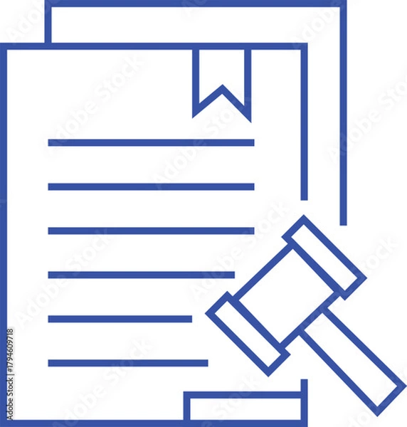 Obraz Legal Document Line Icon – Contract, Policy, Agreement & Law Approval Symbol