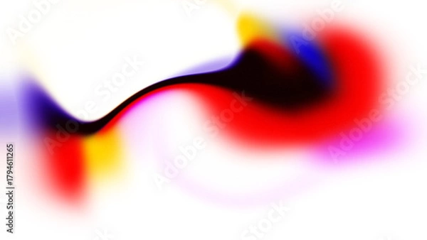 Fototapeta Vibrant Abstract Swirl of Yellow Red Blue and Magenta Fluid Colors Keywords: abstract, background, gradient, fluid, motion, swirl, yellow, red