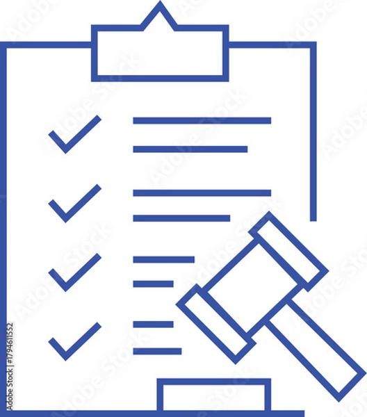 Obraz Legal Checklist Line Icon – Compliance Audit, Policy Review & Law Verification Symbol