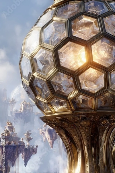 Obraz Golden Hexagonal Orb With Floating Islands