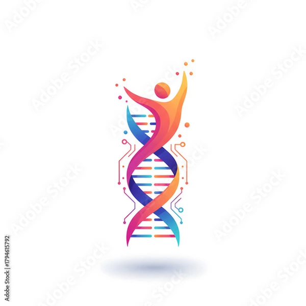 Obraz Human DNA Helix Blended with Technology and Life Concept.