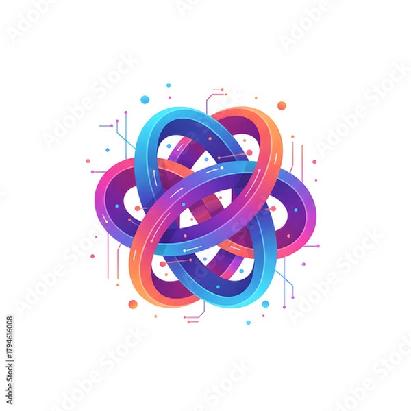 Obraz Abstract Interconnected Knot or Network Flow Illustration.