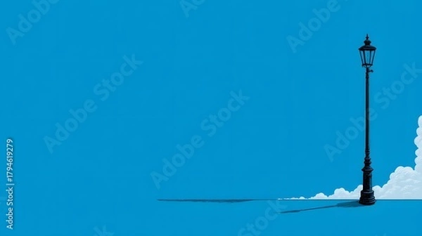 Fototapeta Intricate Minimalist Lamppost Icon with Detailed Shadows and Modern Abstract Outline in Vector Format