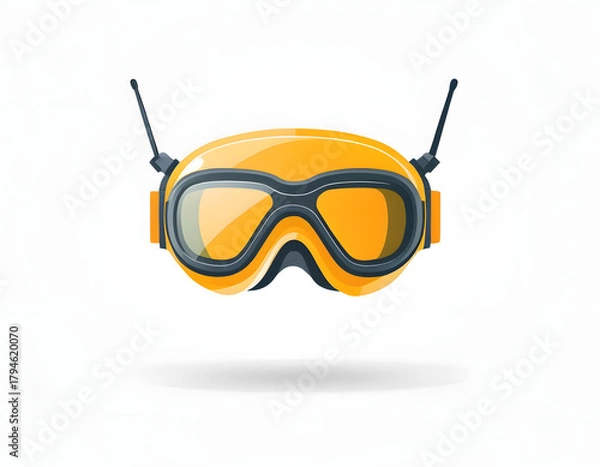 Obraz Cartoon FPV Goggles or Drone Racing Glasses Icon with Antennas.