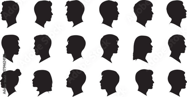 Obraz Diverse Silhouettes of Human Heads in Profile View