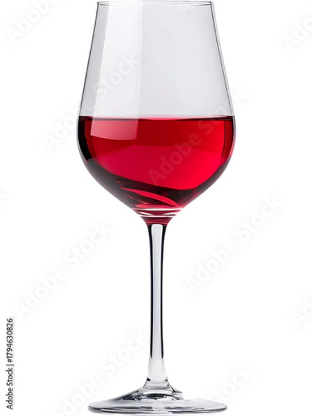 Fototapeta Simple red wine glass isolated on transparent background, perfect for minimalist food and drink designs.