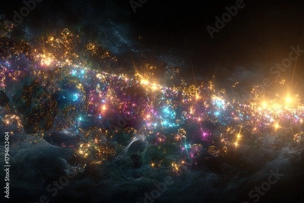 Fototapeta Colorful Abstract Galaxy Nebula With Glowing Lights