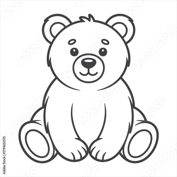Obraz Adorable Bear Cub Line Drawing for Coloring