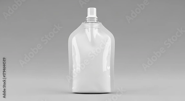 Obraz White pouch with white screw cap on gray background plastic