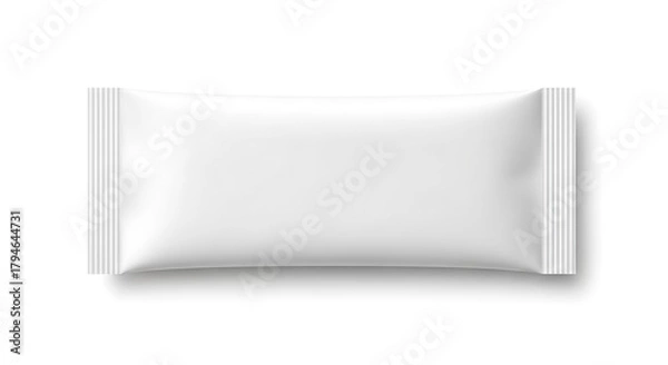 Obraz White rectangular sachet packaging with ribbed edges on a white background packet