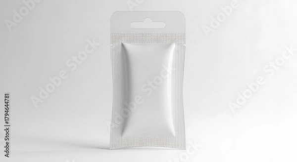 Obraz White single use sachet in blister pack with hanging tab packaging