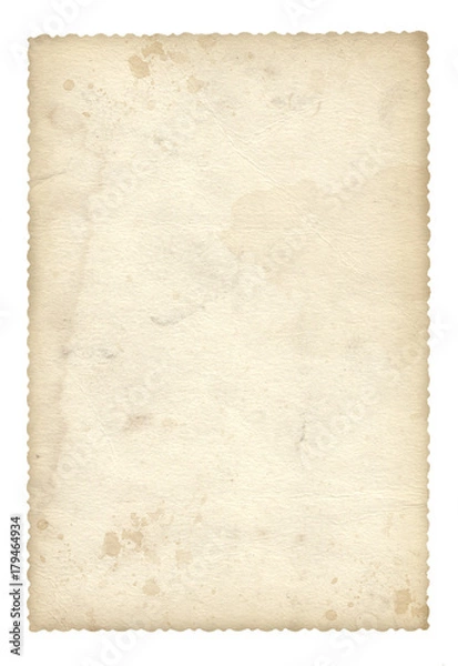 Fototapeta Texture old paper with traces of scuffs and stains. Isolated on white.