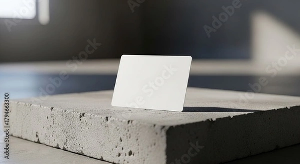 Obraz Blank Business Card Mockup on Concrete Block.