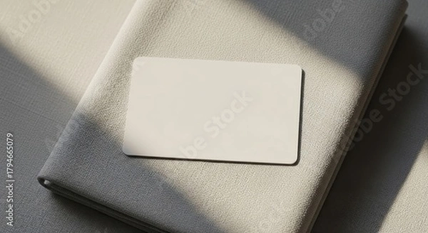 Obraz Minimalist Business Card Mockup on Textured Surface with Sunlight.