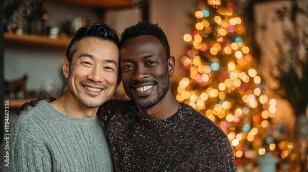 Fototapeta Two men are smiling for the camera