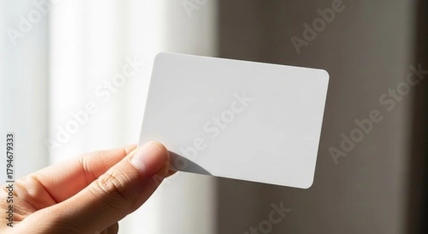 Obraz Hand holding a blank white card for mockup.