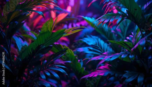 Fototapeta palm trees at night