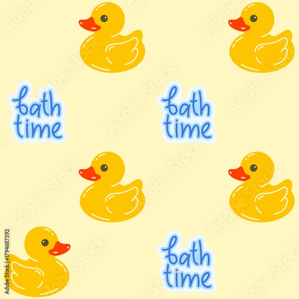 Obraz Seamless pattern ws yellow duck toy. Bath time