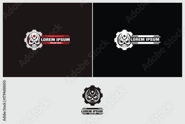Obraz amazing skull with gears vector template