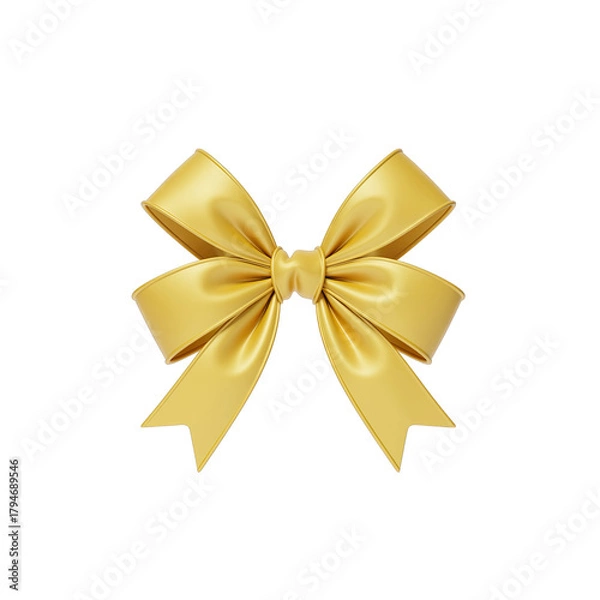 Obraz Golden Bow Isolated on Transparent Background Symbolizing Celebration and Elegance