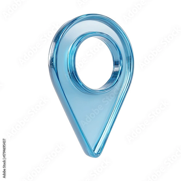 Obraz Light blue, glassy map pin