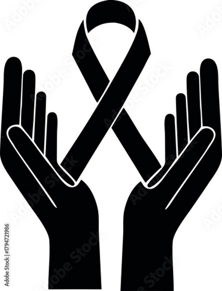 Obraz AIDS awareness ribbon in hands support symbol Vector illustration World AIDS Day concept Isolated icon