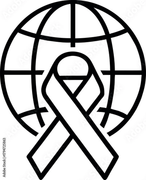 Obraz World aids day ribbon world globe awareness support global health message symbol