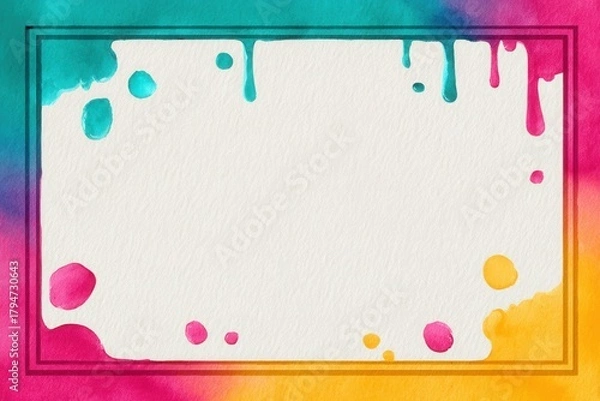 Fototapeta Vibrant Watercolor Frame with Colorful Splashes for Creative Projects and Designs
