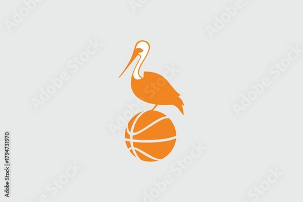 Obraz abstract swan with basketball vector image template