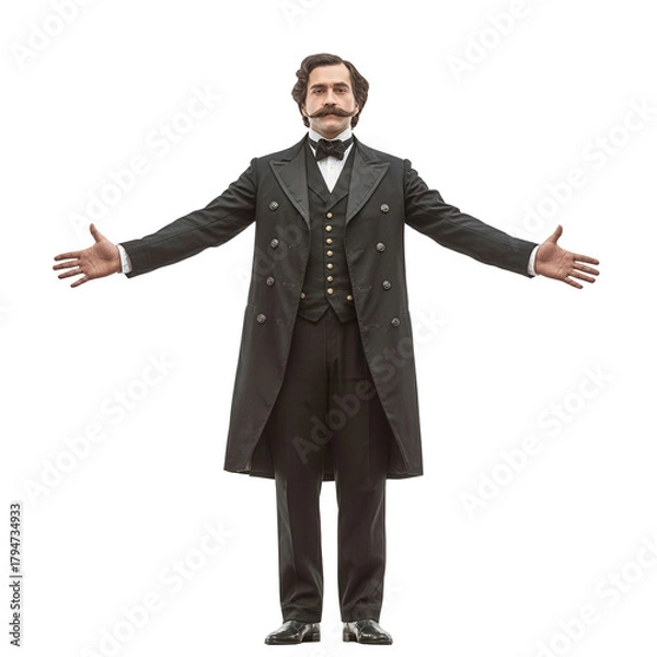 Fototapeta Studio Portrait of a Victorian-Era Gentleman in Formal Attire