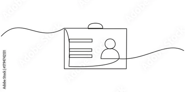 Fototapeta Continuous line drawing badges id cards holders isolated on transparent background. Vector illustration