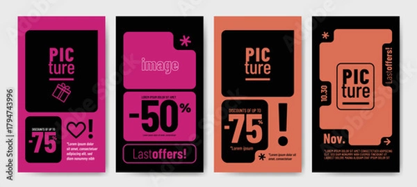 Obraz Contemporary layout with modular shapes and contrast. Perfect for branding, creative campaigns, promotional materials and digital or print design projects.