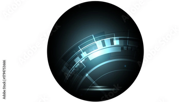 Obraz Vector illustration of a futuristic planet Earth with HUD elements. Science, futuristic, web, network concept, communications, high technology