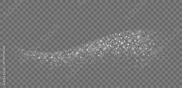 Fototapeta Frozen winter wave with many snowflakes, flakes and snow swirl
