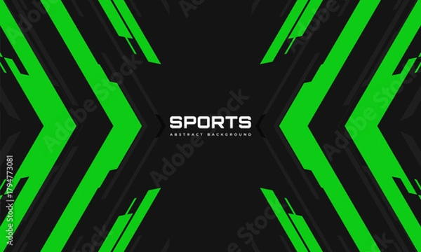 Obraz Modern futuristic abstract sports background with green and gray arrows and angles. Vector illustration