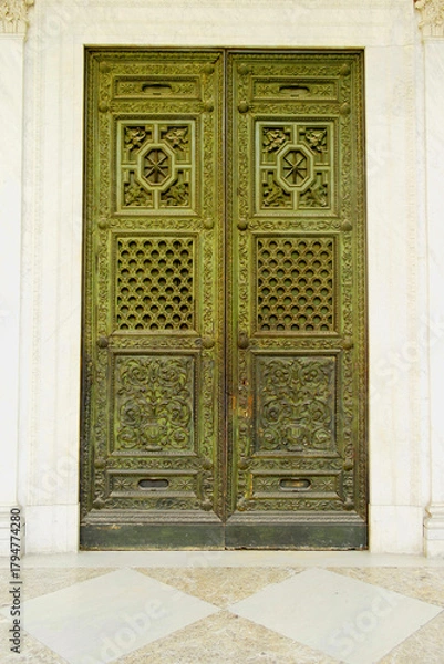 Obraz View of an external door of the Royal Palace of Naples, Campania, Italy