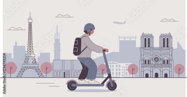 Obraz Scooter Ride Through Paris Landmarks​