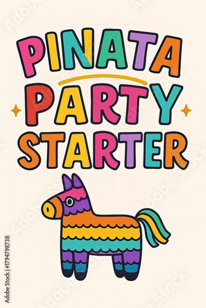 Fototapeta Vibrant Piñata Party Starter Kit: Unleash Festive Fun with this Colorful Donkey Design – Perfect for Birthdays, Celebrations, and Joyful Gatherings! Get Ready for an Explosion of Happiness a