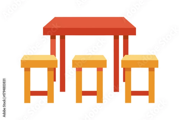 Fototapeta Table and three stools