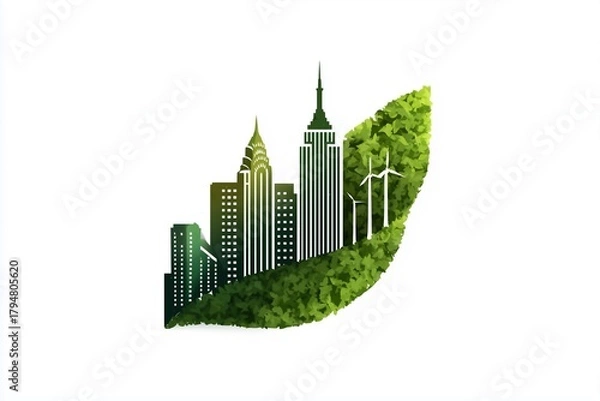 Obraz green city buildings