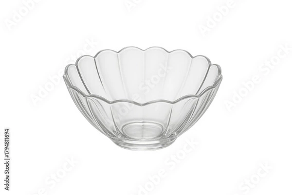 Fototapeta Empty transparent glass bowl with scalloped edge