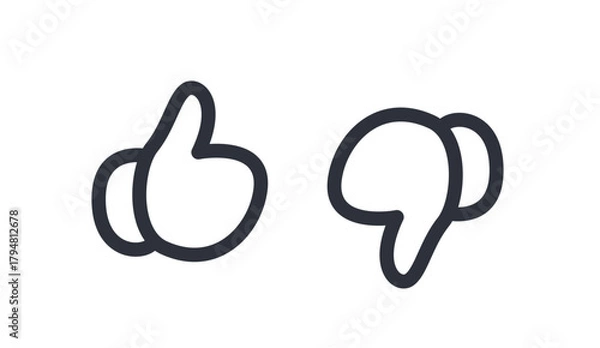 Fototapeta Thumbs Up and Thumbs Down Icons Set. Like and Dislike Symbol for Rating and Feedback.