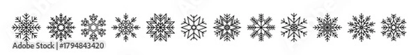 Fototapeta Set of snowflake with different ornaments. Vector illustration