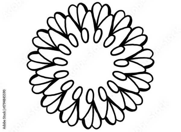 Obraz Coloring page mandala outline drawing for art therapy and meditation. Circular ornament