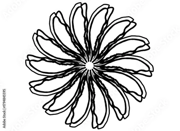 Obraz Coloring page mandala outline drawing for art therapy and meditation. Circular ornament