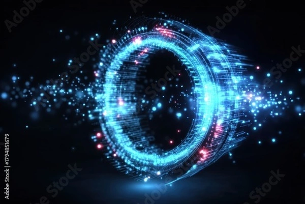 Fototapeta A floating ring campus initiates a cycle exam as a rotation update strengthens monitoring syncing the database raising efficiency and circulating looped feedback to the orbit server