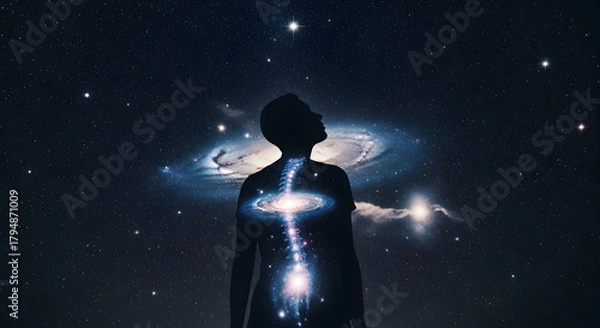 Fototapeta Man Contemplating the Universe Abstract Concept of Spirituality and Exploration