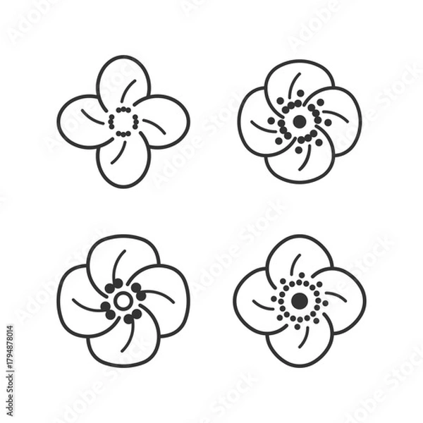 Obraz Flower bud of Jasmine tree.  Flat vector colorful illustration for cosmetics, perfumeries and food packaging.